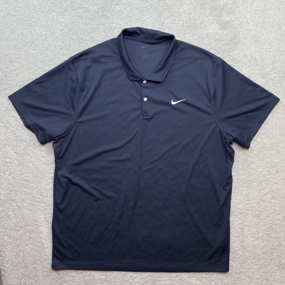 Nike Dri-FIT Golf Polo Men's 2XL Navy Blue White Swoosh CU9792-451